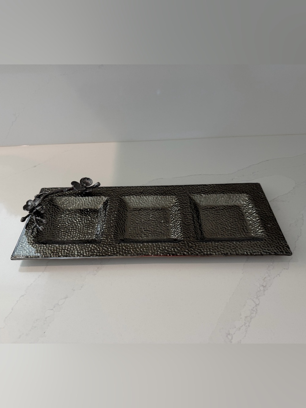 Black Decorative 3-Compartment Serving Tray